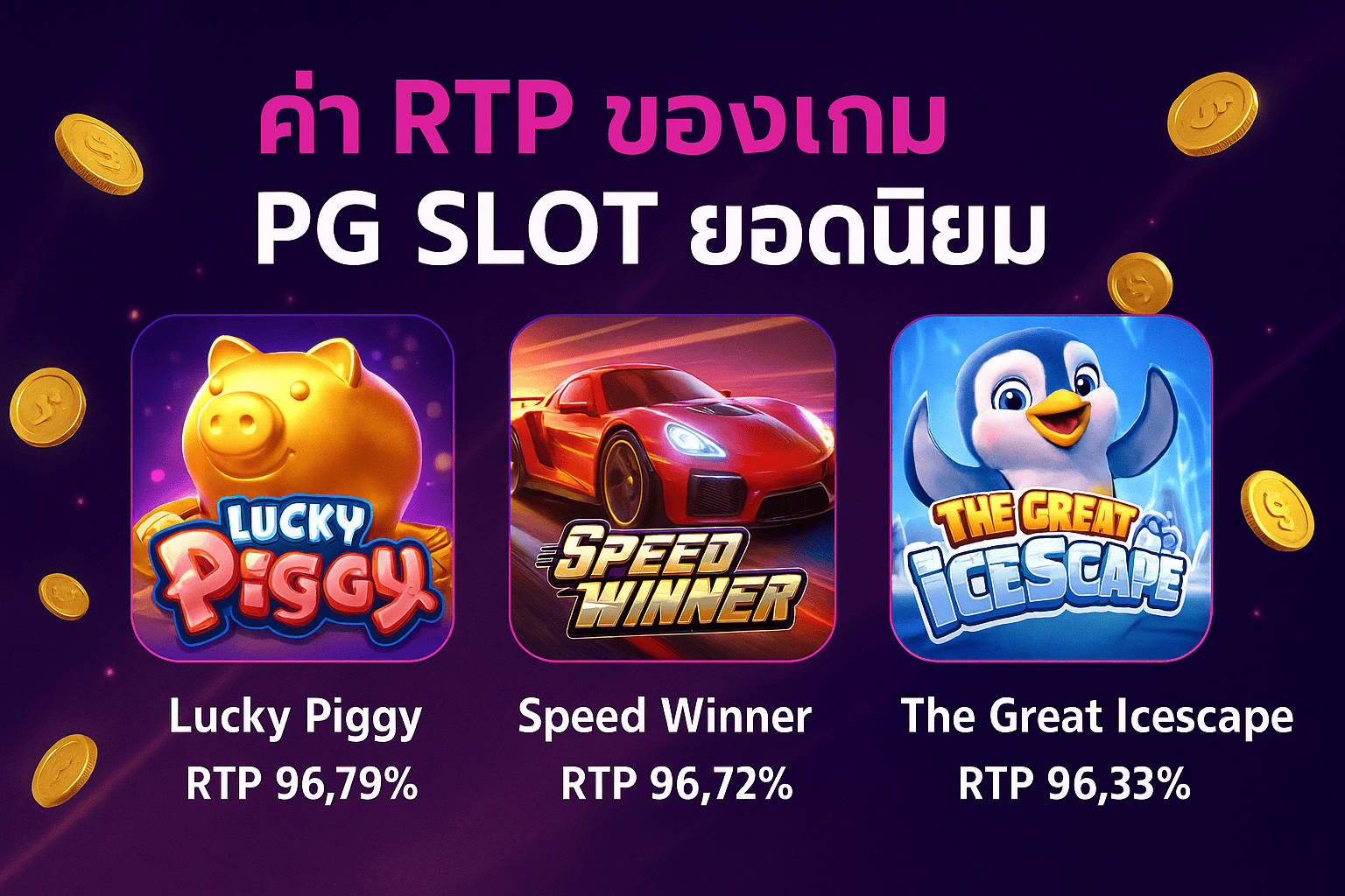 ภาพตัวอย่างค่า RTP ของเกม PG