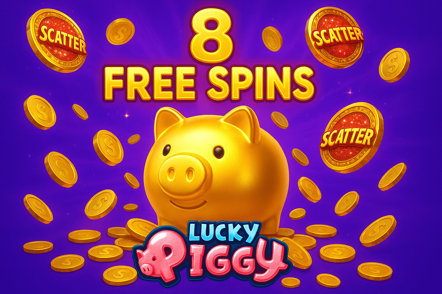 รอบฟรีสปินที่ได้จาก Scatter ในเกม Lucky Piggy